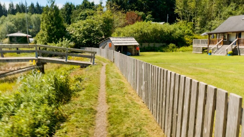 path along fence on boardwalk in Bamfield, B.C.