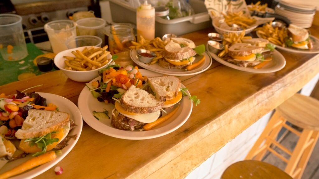 sandwich at cafe in Bamfield, British Columbia