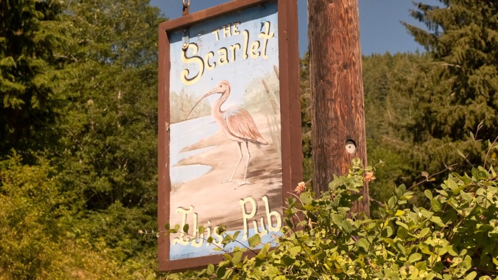 Scarlet Ibis sign pub Vancouver Island